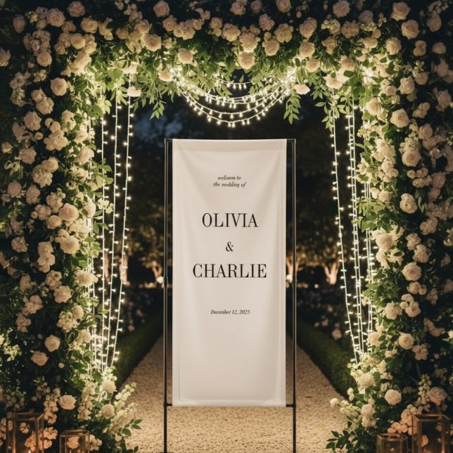 Banderoles Modern Minimalist Black and White Wedding Welcome (Créateur téléchargé)