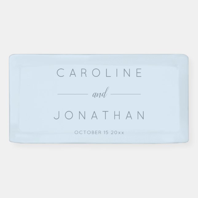 Banderoles Modern Minimalist Script Soft Blue Custom Wedding (Horizontal)