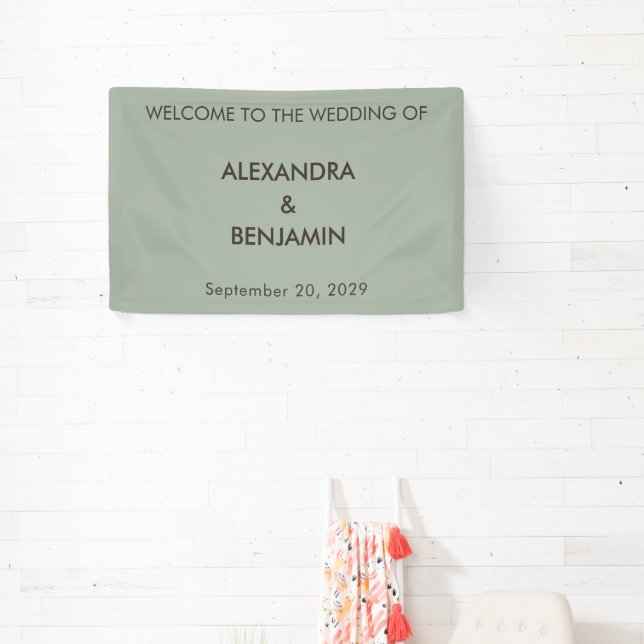 Banderoles Modern Minimalist Wedding | Sage Green (Insitu)