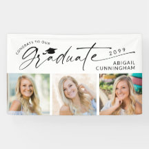 Modern Script Graduate 3 Photos Graduation Party