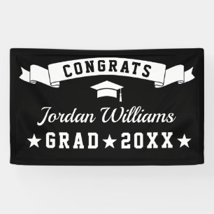 Banderoles Modern Simple Black White Graduation Party 2024