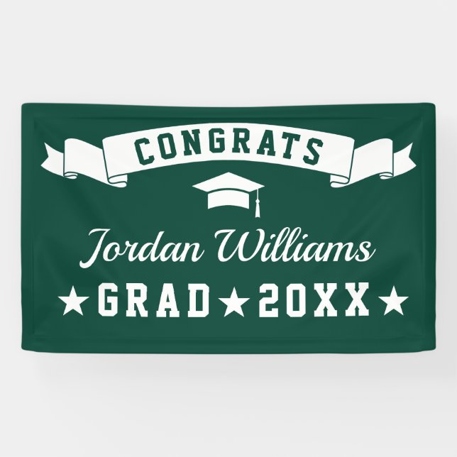 Banderoles Modern Simple Green Graduation Party 2024 (Horizontal)