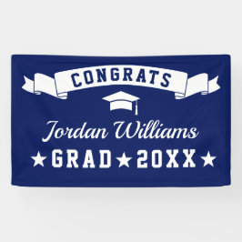 Banderoles Modern Simple Navy Blue Graduation Party 2024