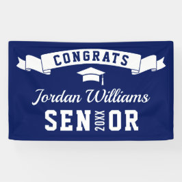 Banderoles Modern Simple Navy White Graduation Party 2024
