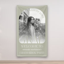Modern Stone Grey Arch Photo Graduation Welcome 