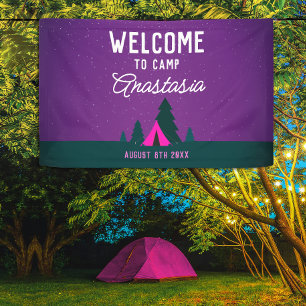 Banderoles Moderne Accueil de feu de camp rose violet pour fi