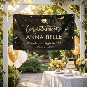 Banderoles Moderne Chic Script Élégant Gold Graduation