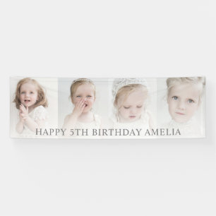Banderoles Moderne collage de 4 photos Joyeux Anniversaire