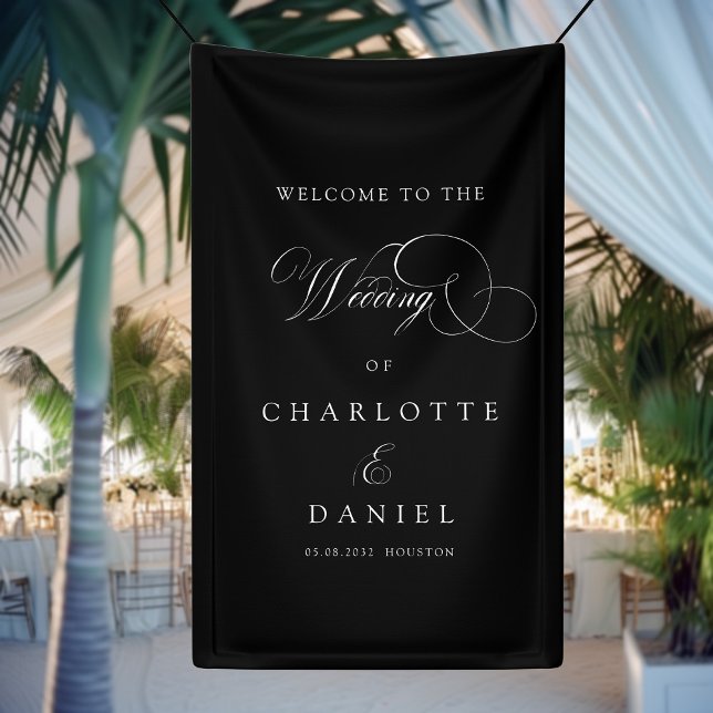 Banderoles Moderne, élégant, écriture manuscrite, mariage noi (Créateur téléchargé)