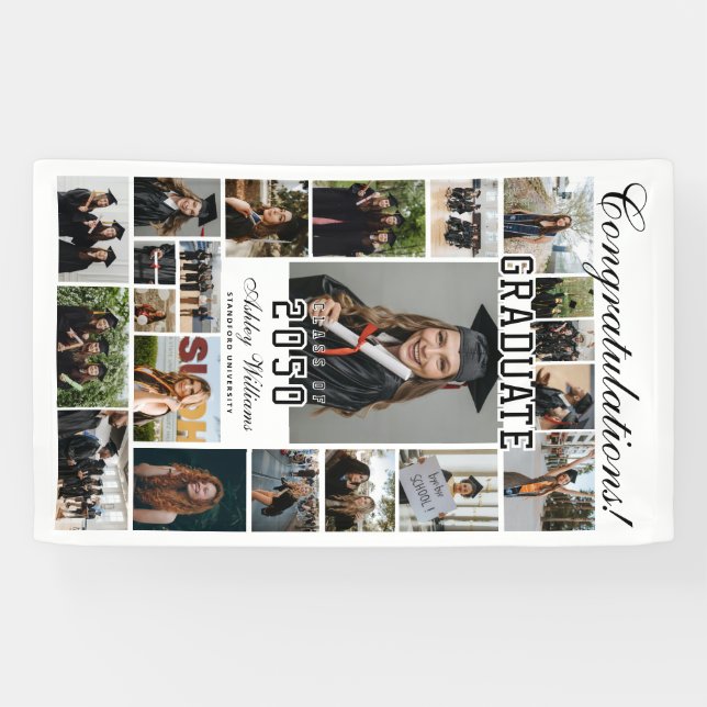 Banderoles Moderne Élégant Script 20 Diplôme Photo (Horizontal)