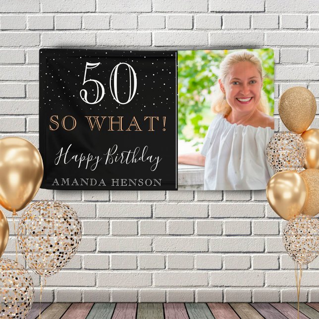 Banderoles Moderne Funny 50 Alors Quel 50e anniversaire Photo (Créateur téléchargé)