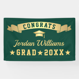 Banderoles Moderne Golden Green Graduation Party 2024