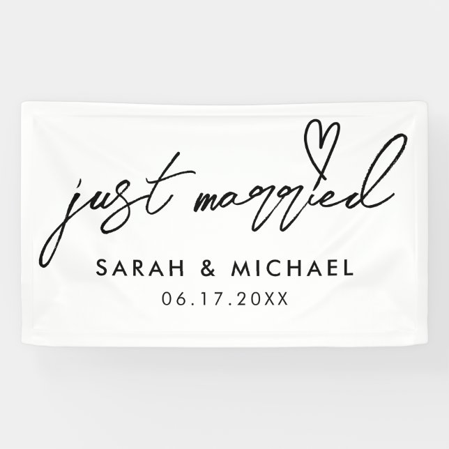 Banderoles Moderne juste marié Élégant Mariage de calligraphi (Horizontal)