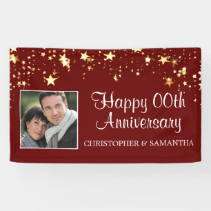 Banderoles Moderne N'Importe Quel Anniversaire Ruby Red Gold 