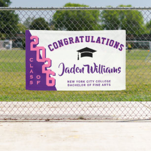 Banderoles Moderne Pink Purple Graduation Classe de 2025 Part