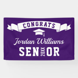 Banderoles Moderne Simple Purple White Graduation Party 2024