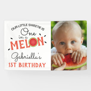 Banderoles Moderne Un dans un Melon 1ère Photo d'anniversai