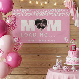 Banderoles Mom Loading Photo Ultrasound Pink Baby Shower