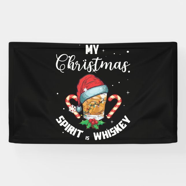 Banderoles Mon Esprit De Noël Est Un Whiskey Boire (Horizontal)