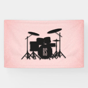 Banderoles Monogramme Ensemble de musique Design rose