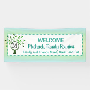 Banderoles Monogramme Family Tree Bienvenue Réunion Turquoise