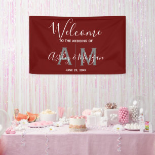 Banderoles Monogramme Mariage gris et rouge moderne Couples