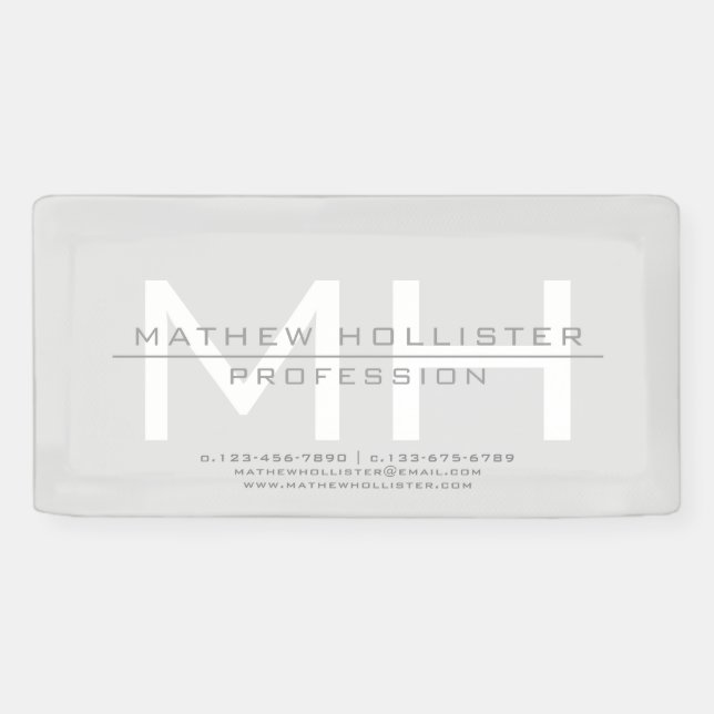Banderoles Monogramme masculin, affaires grises (Horizontal)