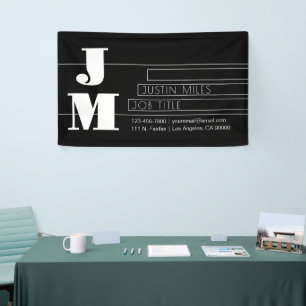 Banderoles Monogramme noir et blanc rétro-moderne personnalis