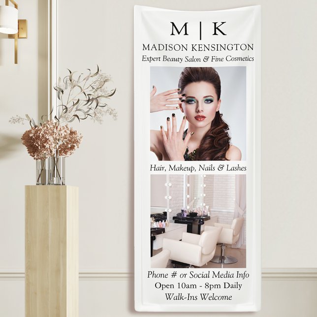 Banderoles Monogramme ou ajouter logo 2 Photo Business (Edit to Customize text, colors and more)