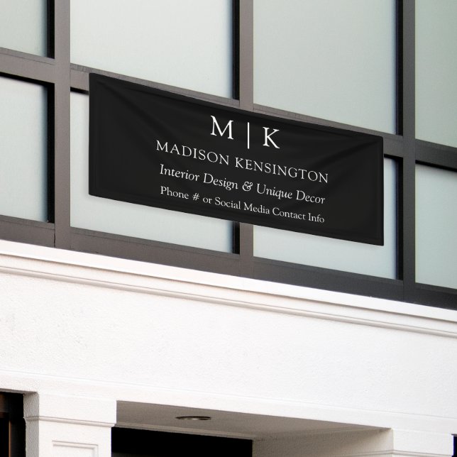 Banderoles Monogramme ou ajouter un logo Business Black Outdo (Bâtiment extérieur)