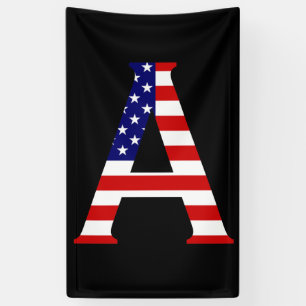 Banderoles Monogramme superposé sur le drapeau américain (v)
