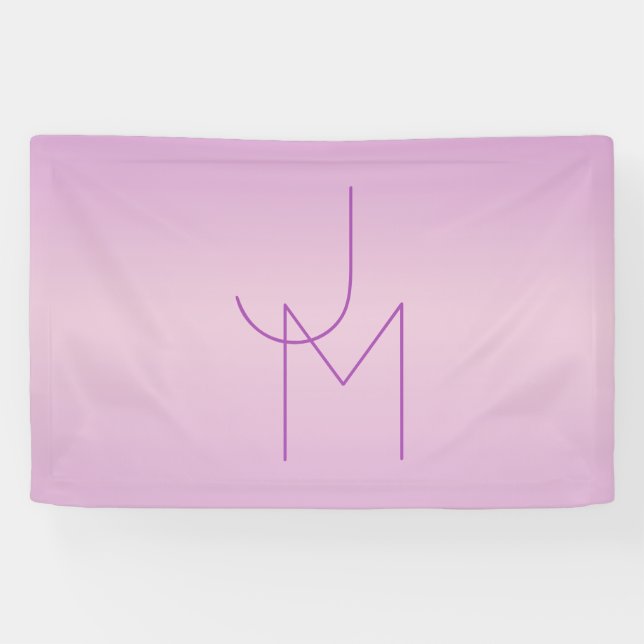 Banderoles Monogramme superposé unique | Lavande rose tendre (Horizontal)