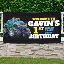 Monster Truck Cool Bleu 1er Anniversaire Personnal