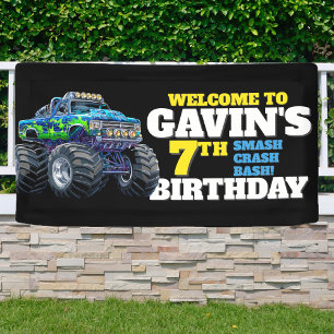 Banderoles Monster Truck Cool bleu 7e anniversaire Custom Vin