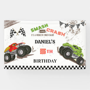 Banderoles Monster truck écraser et crash mignon 5ème anniver