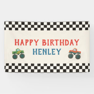 Banderoles Monster Truck Watercolor Anniversaire de enfant Pa