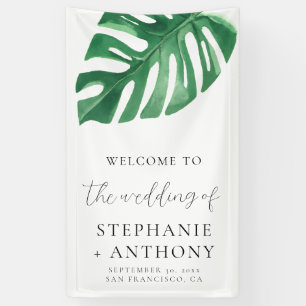 Banderoles Monstère tropicale verte Feuille Mariage d'été