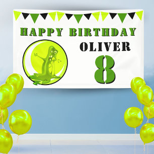 Banderoles Monstre de Slime Vert Flippant Fête d`anniversaire
