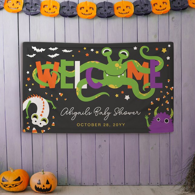 Banderoles Monstres adorables Halloween Baby shower Bienvenue (Créateur téléchargé)
