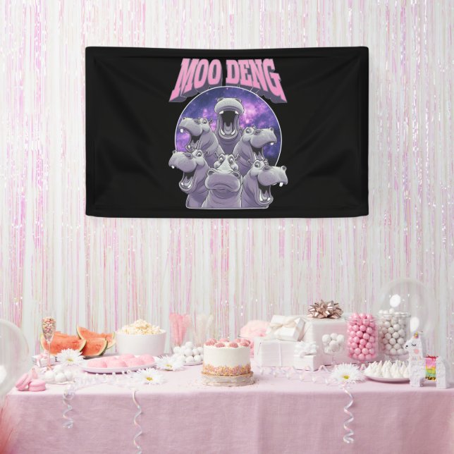 BANDEROLES MOO-DENG LE CÉLÈBRE BÉBÉ PIGMY HIPPO MOODENG (Fête)