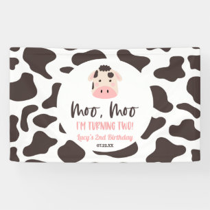 Banderoles Moo Moo I'm Turin Two Cow 2nd Birthday Party