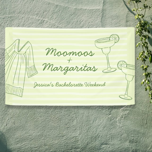 Banderoles Moo Moos & Margaritas Bienvenue à la future mariée (Moo Moos & Margaritas Green Bachelorette Welcome Banner)