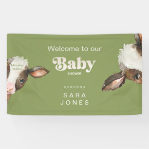 Banderoles Moo-ving Dans Bientôt Baby shower Vert Moss