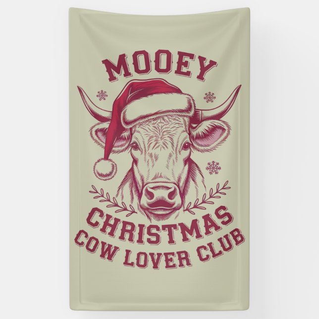 Banderoles Mooey Noël Western Cow Lover Club Saison de Noël (Vertical)