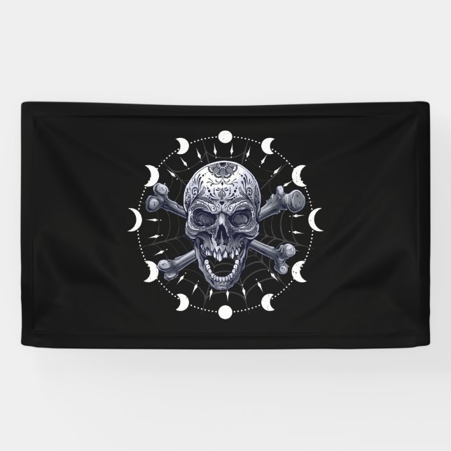 Banderoles Moon crâne Phases Pastel Goth gothique Occulte Wic (Horizontal)