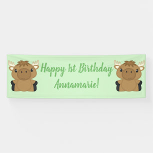 Banderoles Moose Birday Party Green