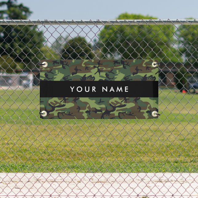 Banderoles Motif Camouflage Vert, Votre nom, Personnaliser (Insitu)