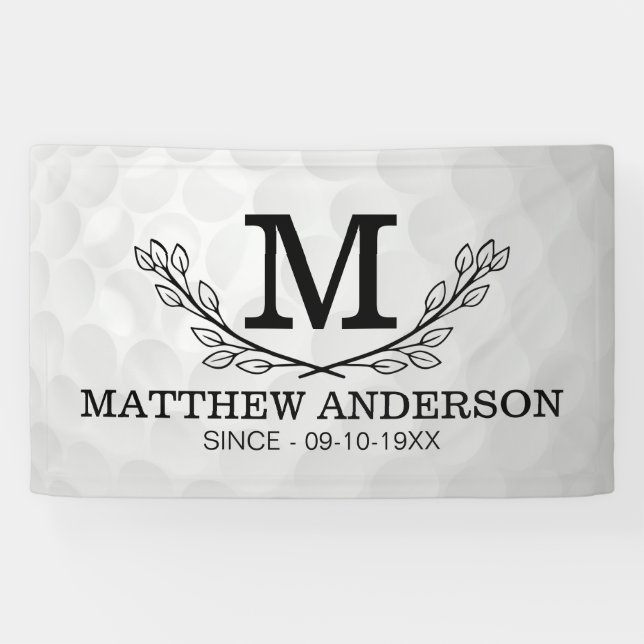 Banderoles Motif de balle de golf personnalisé Nom Monogramme (Horizontal)