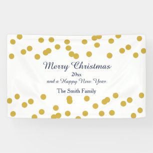 Banderoles Motif de Noël Gold Confetti avec Bleu