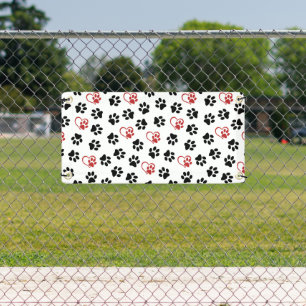 Banderoles Motif de pattes, pattes noires, pattes rouges, cœu